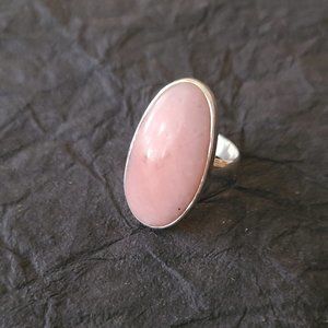 Pink Opal in sterling silver size 8